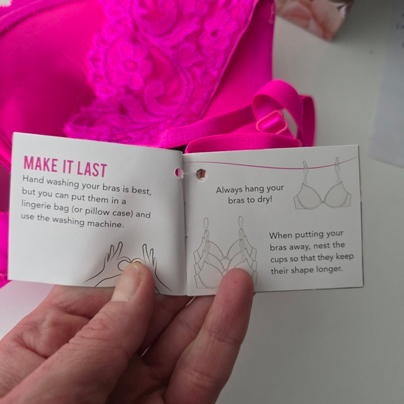 Smart & Sexy Lace Push Up Bra Hot Pink Fuchsia 34C Underwire Molded Cups NEW - Picture 13 of 14